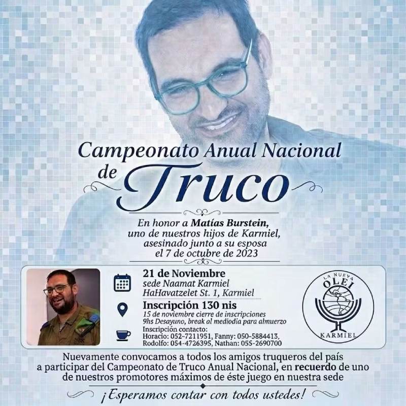 Afiche del Campeonato Anual Nacional de Truco en Karmiel